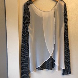 Lush mixed media sweater shirt